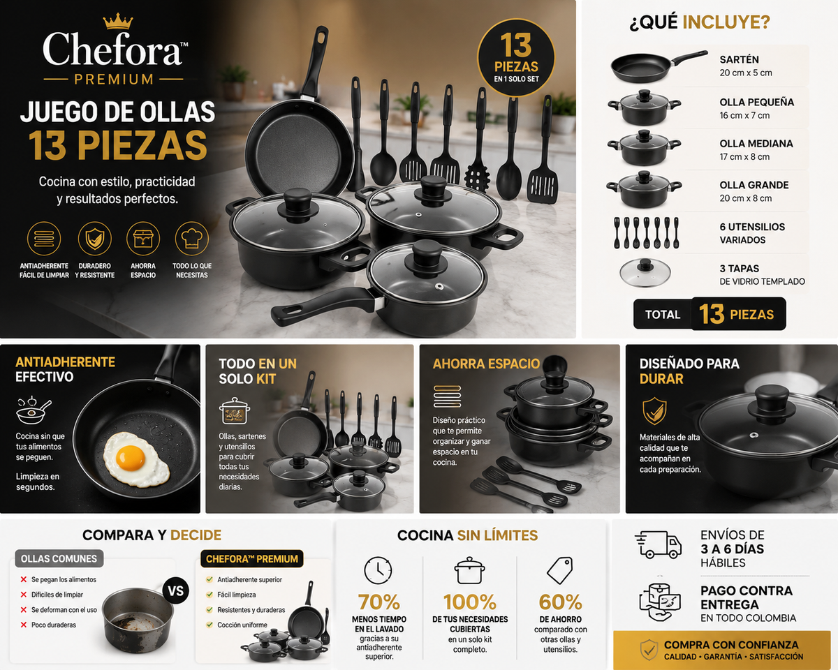 ✨  Ollas Premium 13 piezas